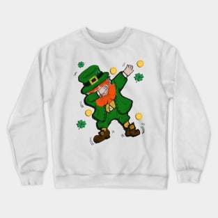 Dabbing Leprechaun St Patricks Day Funny Shamrocks & Coins Shirt and Gifts Crewneck Sweatshirt